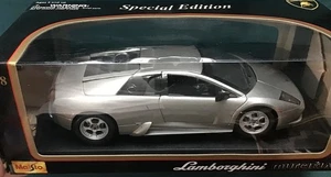 MAISTO 1/18TH SCALE LAMBORGHINI MURCIELAGO SPORTS CAR SILVER W/ BLACK! 31638 NIB - Picture 1 of 6