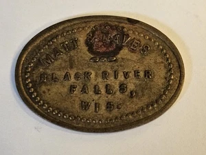 Vintage Matt & Daves Black River Falls, WI Brass Good For Token #1613 - Picture 1 of 2