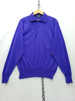 Suéter De Colección Gianni Versace Couture Púrpura Real Cachemira Cuello 3 Botones Italia M Foto 1 de 4