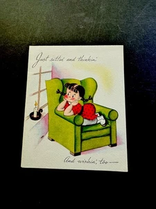 1 VTG Norcross Xmas Greeting Card Susie Q Missing and wishing She Could B W/ Him - Picture 1 of 3