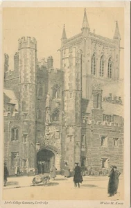 ST JOHNS COLLEGE GATEWAY, CAMBRIDGE, WALTER M KEESEY-Cambridgeshire Art Postcard - Picture 1 of 2