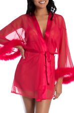 NEW In Bloom By Jonquil Women's Wrapper Boa Short Robe Red Size M/L NWT