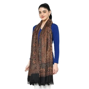 Mantón de lana estilo tradicional con patrón de cachemira para mujer, paquete de 1 pieza (negro) - Imagen 1 de 9