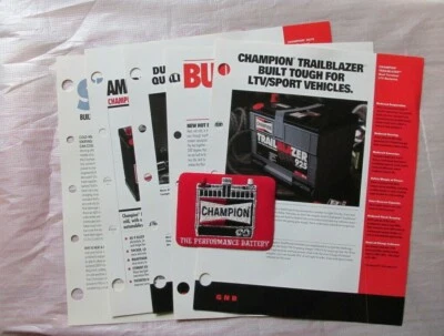 Original Vintage Champion the Performance Battery Patch & Flyers brochures NOS - Image 1 of 4