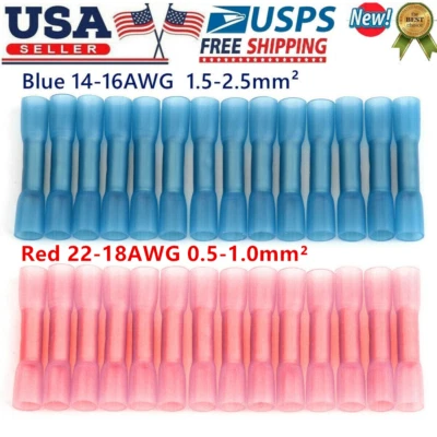 600PCS Heat Shrink But Connectors Waterproof Electrical Wire Marine Butt Splice - Image 1 of 4