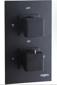 Nuevo - Válvula de ducha doble oculta montada en la pared moderna negra mate Niagara Observa - Imagen 1 de 4