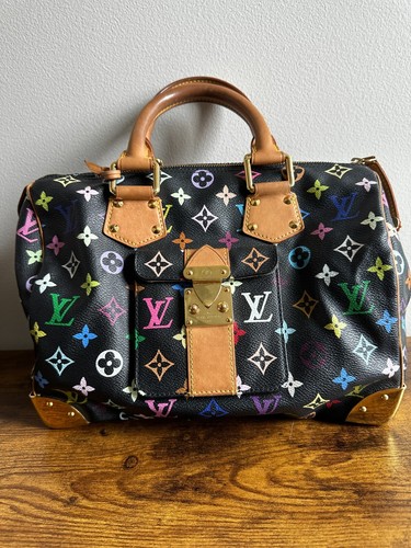 LOUIS VUITTON（LV） Autentica borsa Louis Vuitton Takashi Murakami nera multicolore Speedy 30
