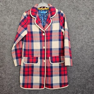 Little Bird By Jools Oliver Girls Check Tartan Coat Size 6-7yrs 🌈Red Blue White - Picture 1 of 9