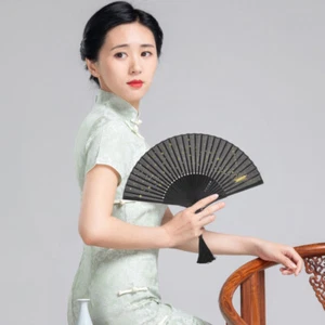 Antiker Stil Bambus Fächer Klassisch Klappbar Faltbar Chinesisch Miss - Bild 1 von 12