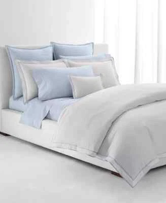 2 pc Ralph Lauren Spencer Border Sateen Blue Cornflower King Pillowcases $85 NIP - Image 1 of 4