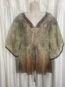 Cato Blouse Butterfly Sleeve V Neckline Sequin Details Size XL - Picture 1 of 9