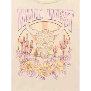 NEW Wonder Nation Girls Wild West Graphic Tee Cream Size S 6/6X Short Sleeve - Picture 1 of 3