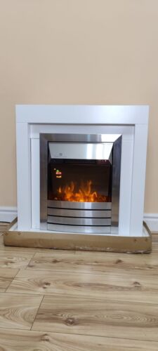 Electric Fireplace Suite 2Kw, Warmlite WL45041W Chester, White & Stainless Steel