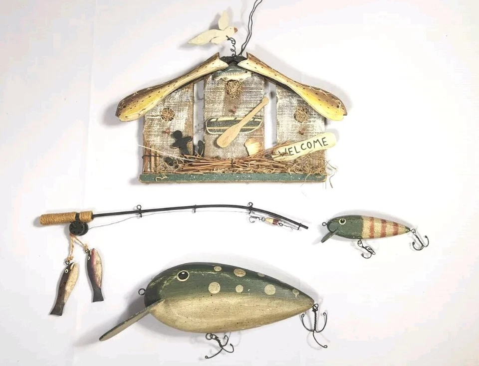 Fishing Wall Decor Plaques Lakelife Cottage Mancave Fisherman Marine Nautical C - Image 1 of 4