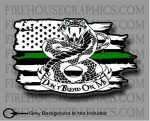 Thin Green Line Don't Tread On Me Gadsden Military Veteran American Flag Decal - Bild 1 von 2