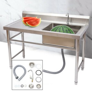 1 Compartment Commercial Sink Utility Prep Table Stainless Steel Sink +Faucet