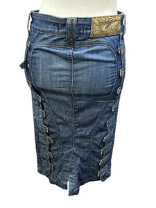 y2k roberto cavalli denim pencil skirt size 40 - Picture 1 of 13