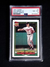 CAL RIPKEN JR. RECORD BREAKER 1991 TOPPS DESERT SHIELD PSA 8 CARD #5 RARE ISSUE