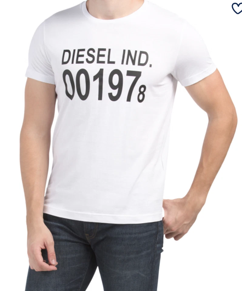 Diesel Industries T-Diego Graphic Logo SizeL Black White Graphic Front