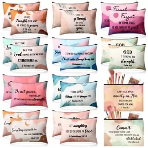 24 Pcs Christian Makeup Bag Bible Cosmetic Bags Inspirational Bible Verse Toi... - Picture 1 of 6
