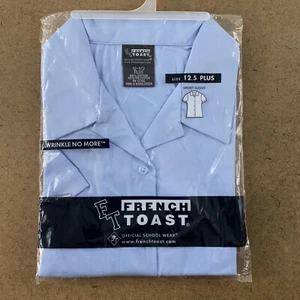 French Toast Girls Size 12.5 Plus Light Blue Short Sleeve Button Front Shirt NWT - Picture 1 of 5