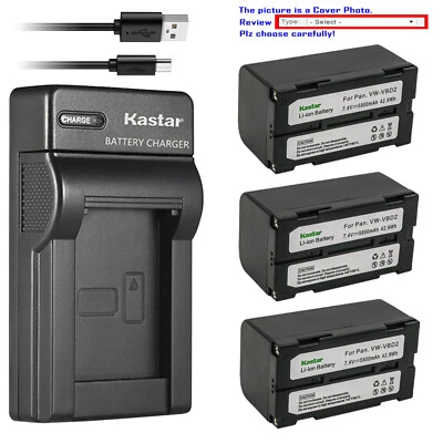 Cargador USB delgado de batería Kastar para Panasonic VW-VBD1/E VW-VBD1E VW-VBD2 VWVBD2E Foto 1 de 4