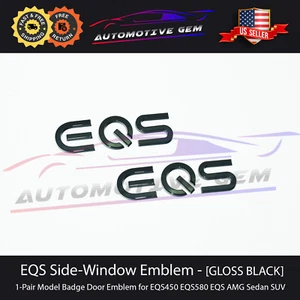 EQS AMG Side Window Door Badge GLOSS BLACK Emblem Mercedes Electric Sedan SUV - Picture 1 of 1