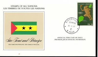 1987 SAO TOME AND PRINCIPLE Db 20 STAMPS OF ALL NATIONS FIRST DAY COVER VF - Image 1 of 2