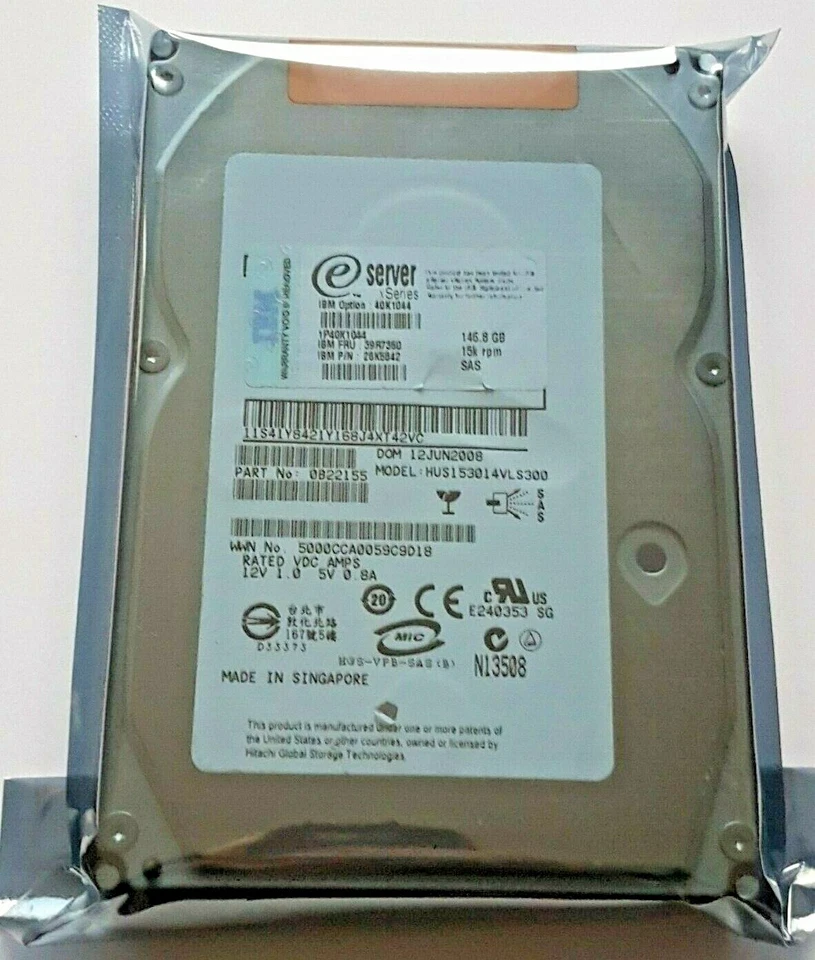146.8 SAS IBM System X 40K1044 HUS153014VLS300 15K 16MB 3.5 " Disco Rigido Nuovo - Immagine 1 di 1