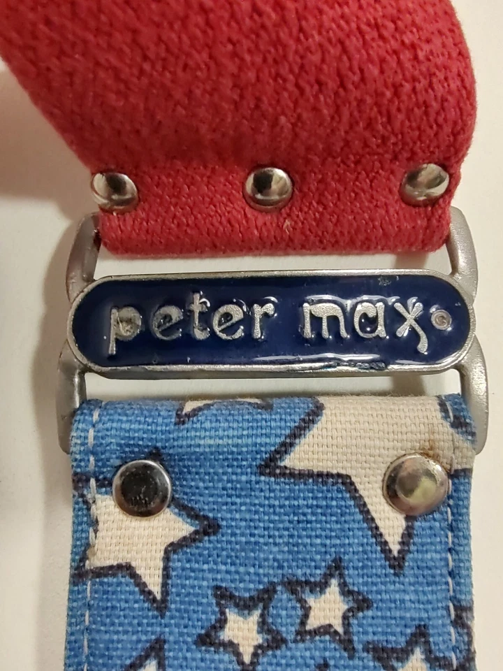 Antigo anos 70 Peter MAX logotipo estrela cinto lenço vestido fivela moda patriótico - Imagem 1 de 4