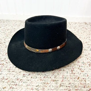 Broner Cowboy Outback Hat Mens M Black Wool Western Vintage USA - Picture 1 of 4