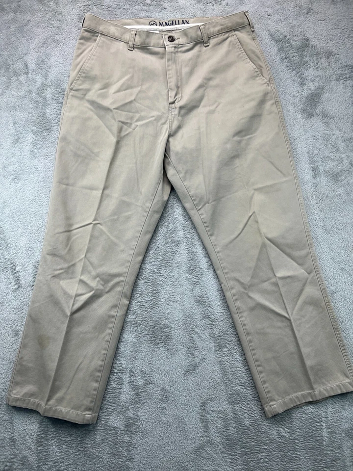 Magellan Khaki Pants Mens 36x28 Beige Chino Flat Front Twill Casual Outdoor 1 - Image 1 of 4