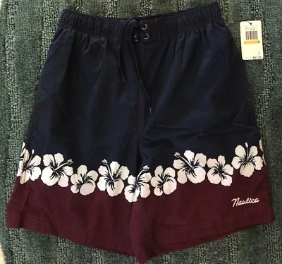 NUEVOS PANTALONES CORTOS DE BAÑO PARA HOMBRE NAUTICA FORRADOS EN LA PLAYA Talla para hombre Pequeña Foto 1 de 4