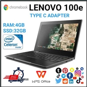Lenovo Chromebook 100e 11.6"Chrome OS 4GB Ram 32GB SSD/MICRO SD CARD OPTION - Picture 1 of 5
