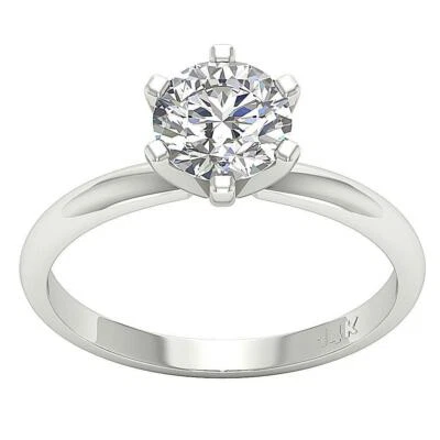 Solitaire Engagement Ring I1 H 1.25 Carat Round Diamond Prong Set 14K White Gold - Image 1 of 4