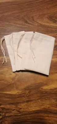 3x5" Cotton Muslin Drawstring Bags.  100% Cotton. Made In USA! Free Ship - Image 1 of 3