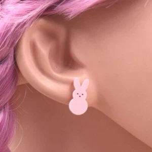 Par de pendientes Pink Peeps Bunny Rabbit - Imagen 1 de 7