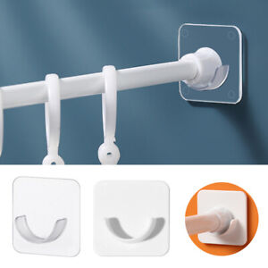 2× Adhesive Shower Curtain Rod Holder Wall Mounted Shower Rods Holder Drill Free