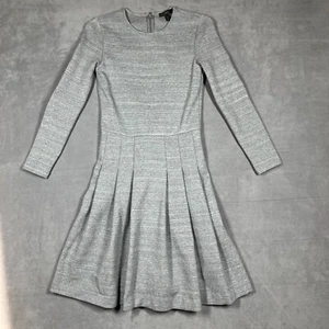 J.Crew Womens Dress Size 0 Gray Stretch Ponte Knit Long Sleeve Fit & Flare - Picture 1 of 9