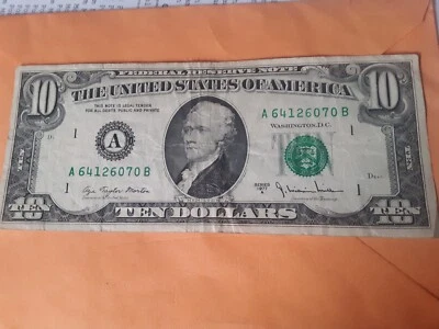 1977A $10 Boston Federal Reserve Note Bill - Image 1 of 2