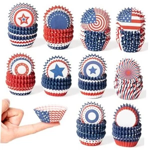 American Flag Cupcake Liners - 600pcs Patriotic Mini Baking White Blue Red - Picture 1 of 7