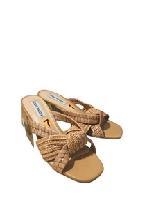 Steve Madden Kunstleder Vegan Decker Criss Cross Strick Sandale Größe 7 - Bild 1 von 6