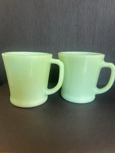 VTG Jadeite Fire-King Flat Bottom D Handle Mug Ovenware, ca 1948-1950. Set Of 2 - Picture 1 of 7