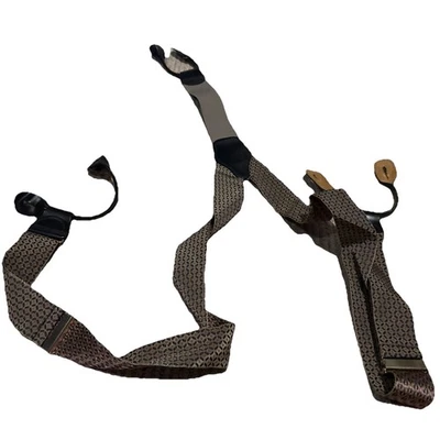 Tirantes TRAFALGAR para hombre tirantes de cuero marrón estampado geométrico herrajes dorados Foto 1 de 4