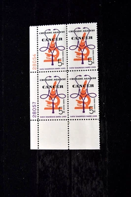 US  1965    CANCER TREATMENT   S 1263    PLATE BLOCK w #S  MNH - Image 1 of 3