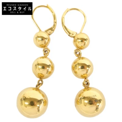 CELINE Phoebe Philo Dot Straight Earrings Gold Brass 2015 Authentic Used JAPAM - Image 1 of 4