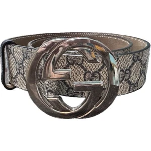 Auth. Gucci GG Supreme Interlocking G Buckle Belt Size 85/34 - Picture 1 of 13