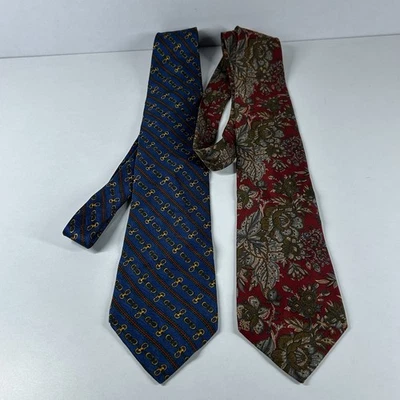 Paquete 2X Vintage Jaeger Hecho en Italia Floral Para Hombre Toda Colección de Corbatas de Seda Foto 1 de 4