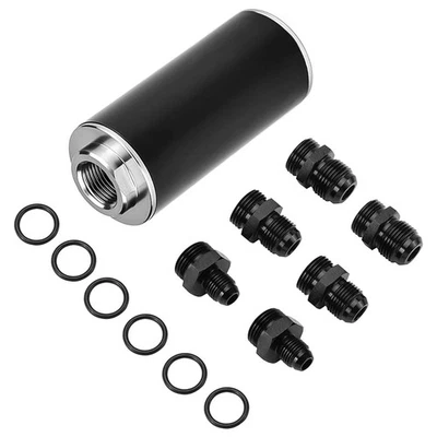 58mm Inline Fuel Filter AN6 AN8 AN10 100 Micron Reusable Element Universal E85 Foto 1 de 4