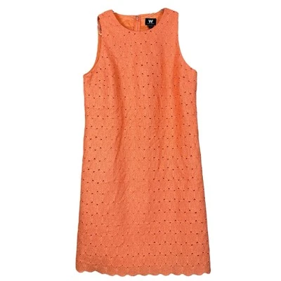 W By Worth Textured Circle Dot Sleeveless Cocktail Dress Peach Orange Size 4 - Image 1 of 4